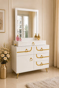 Cinderella Vanity | Luxury White Makeup Vanity with Mirror & Storage