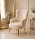 Luxury Tufted Vanity Chair with Gold Legs