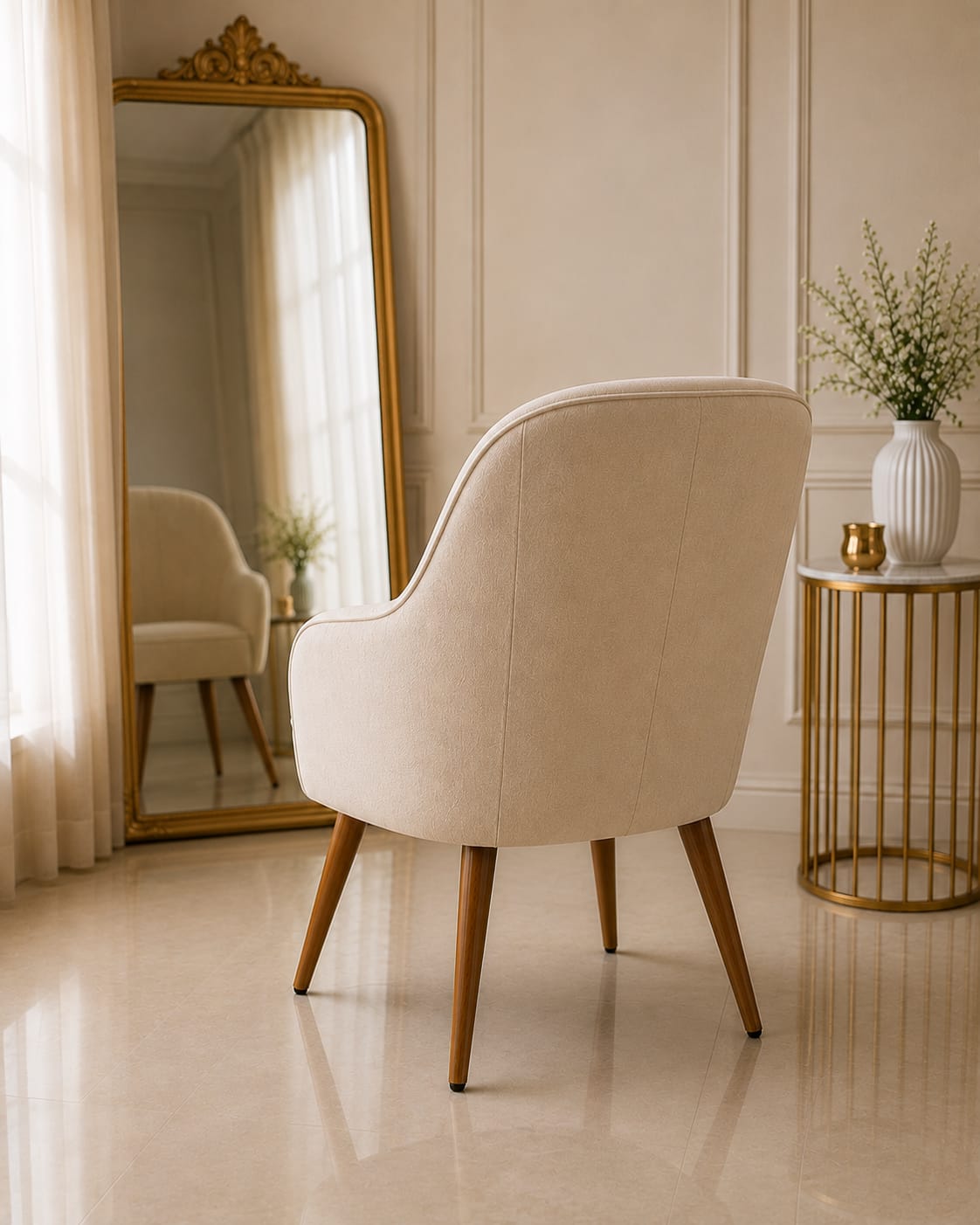 Modern Velvet Vanity Chair with Gold Legs | Luxury Makeup Chair for Dressing Table