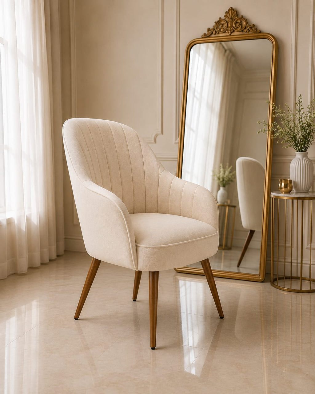 Modern Velvet Vanity Chair with Gold Legs | Luxury Makeup Chair for Dressing Table