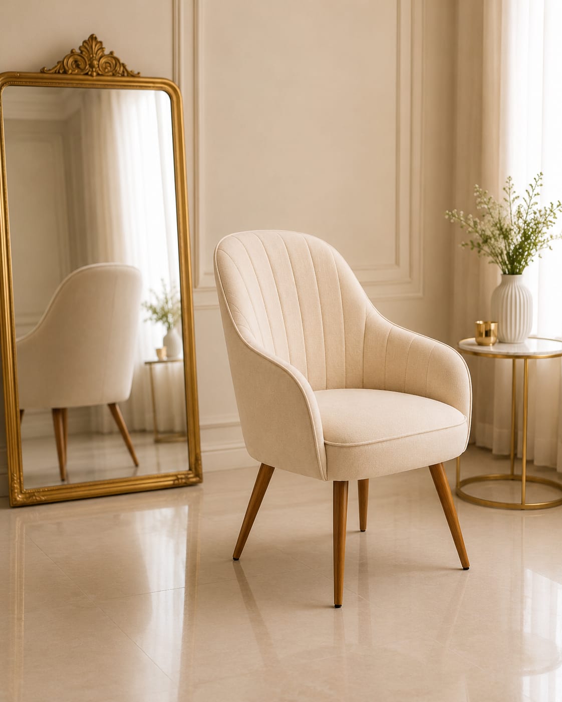 Modern Velvet Vanity Chair with Gold Legs | Luxury Makeup Chair for Dressing Table
